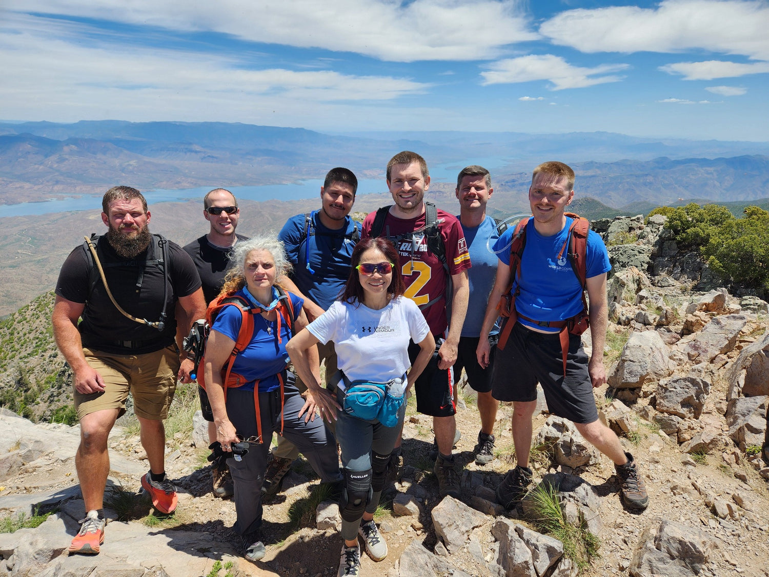 Group of hikers on top of Brown's Peak in Arizona